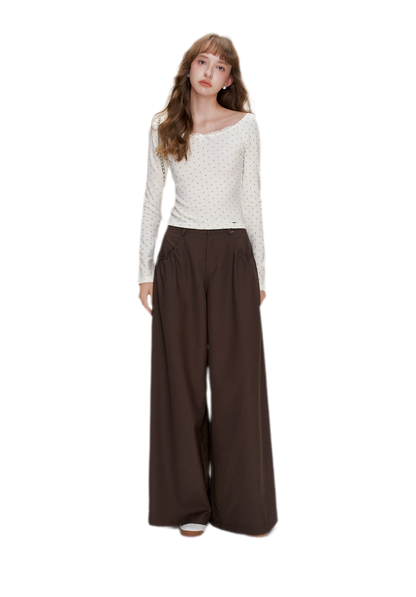 Gathered Waist Wide-Leg Trousers