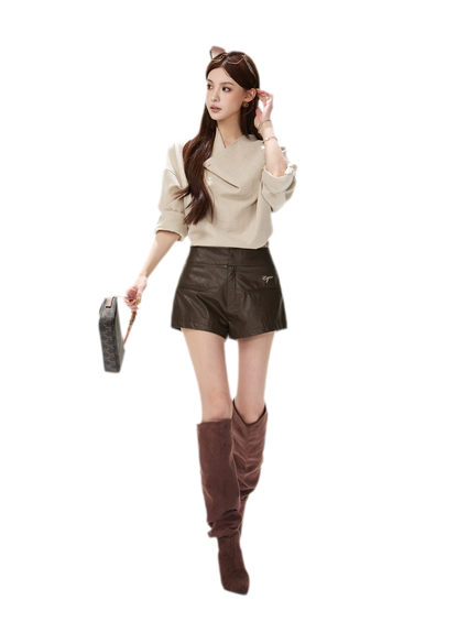 Matte PU High-Waisted Shorts