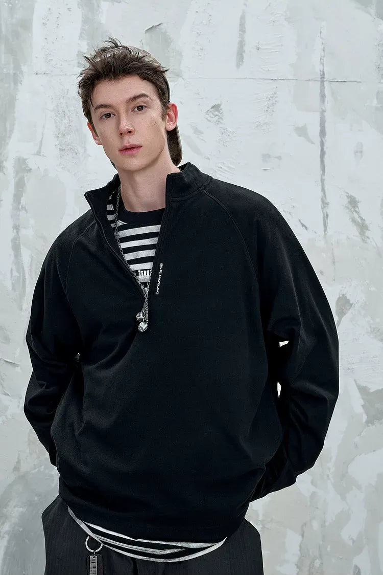 Vintage Oversized Half-Zip T-Shirt