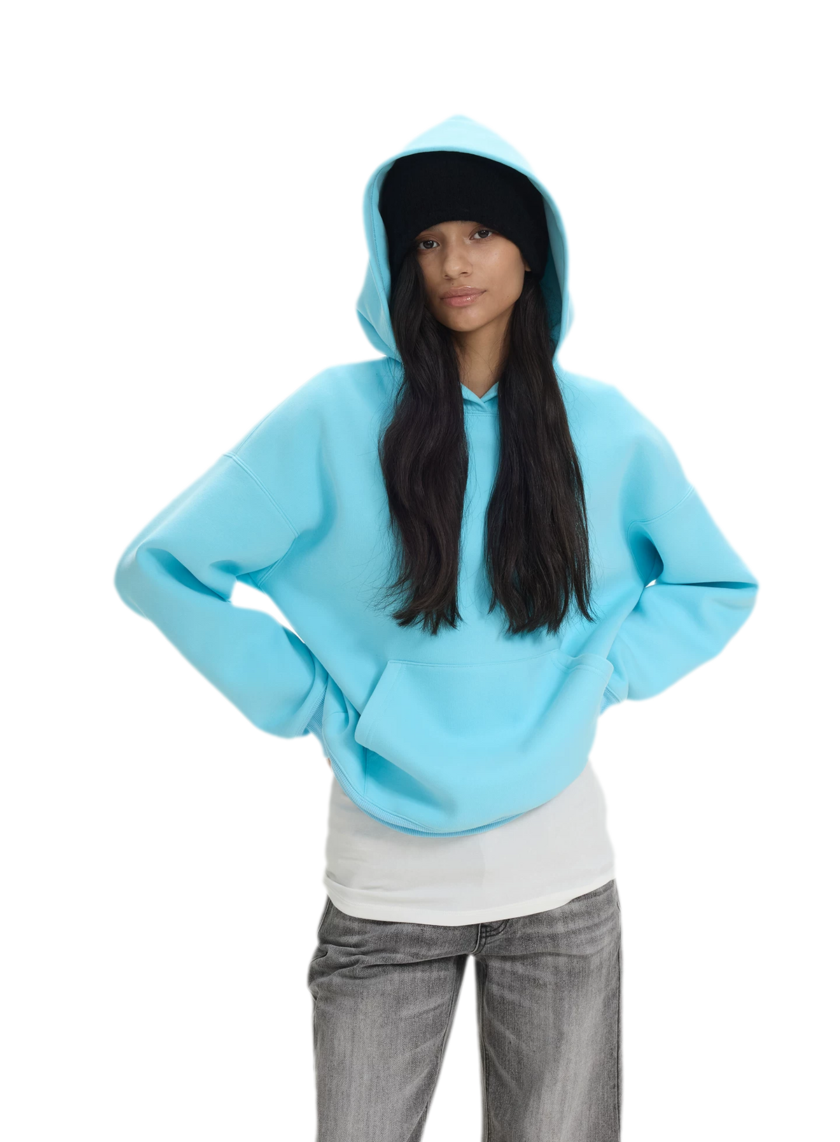 Brushed Hooded Cropped Sweatshirt