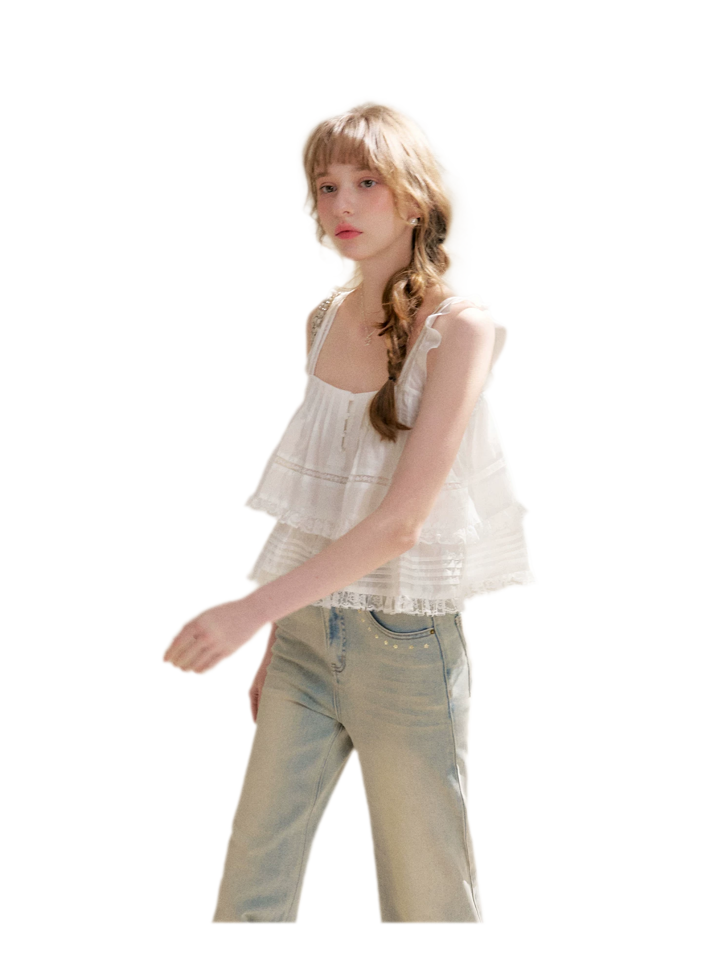 Five-Petal Sequin Flare Jeans