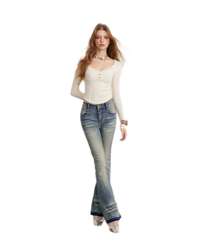 Lace Panel Cropped Long-Sleeve Top