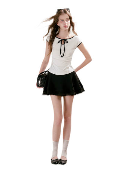 Lace Trim A-Line Skirt