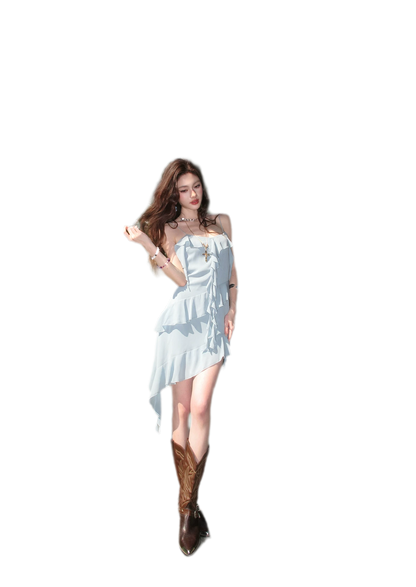 Ruffled Asymmetric Cami Dress