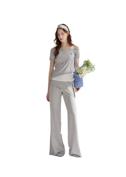 Lyocell Polka Faux Two-Piece Set