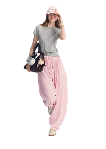 Lace Trim Balloon Pants