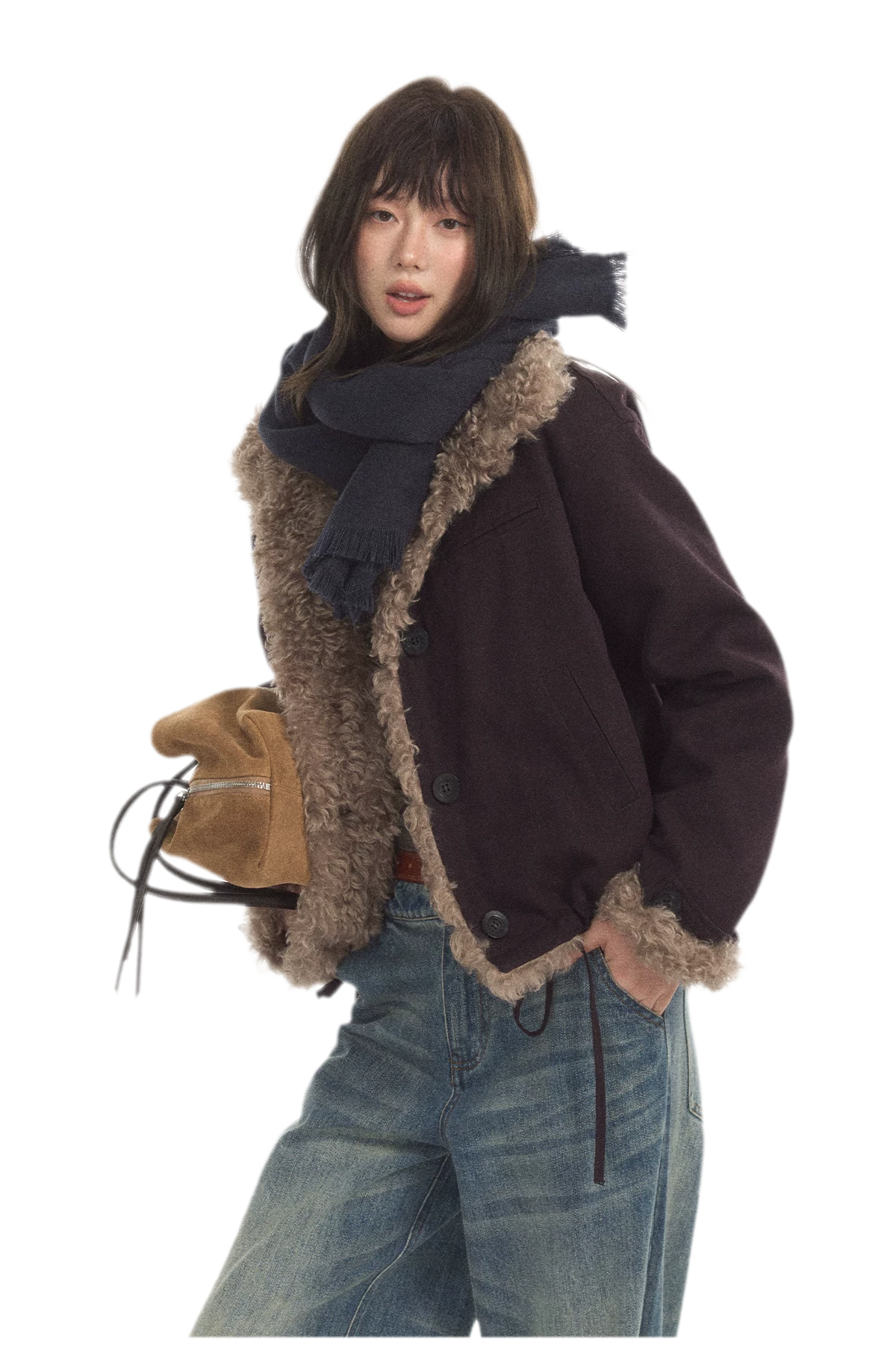 Plush Contrast Cropped Jacket