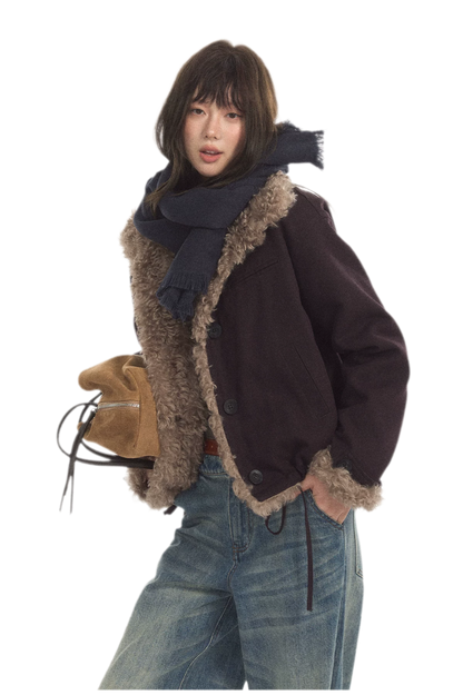 Plush Contrast Cropped Jacket