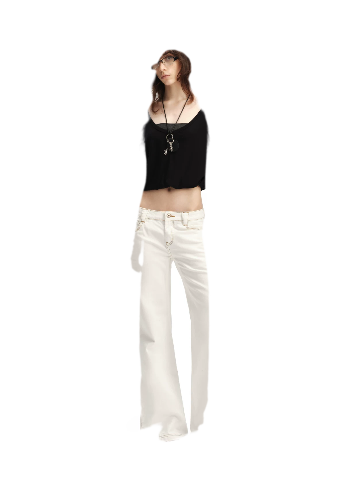 Contrast Stitch Flared Jeans