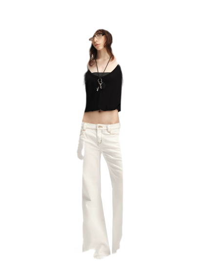 Contrast Stitch Flared Jeans