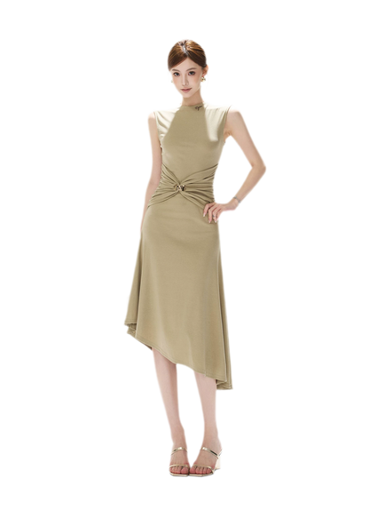 Twist Waist Asymmetric Dress