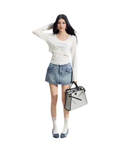 Bow Rhinestone T-Shirt Set