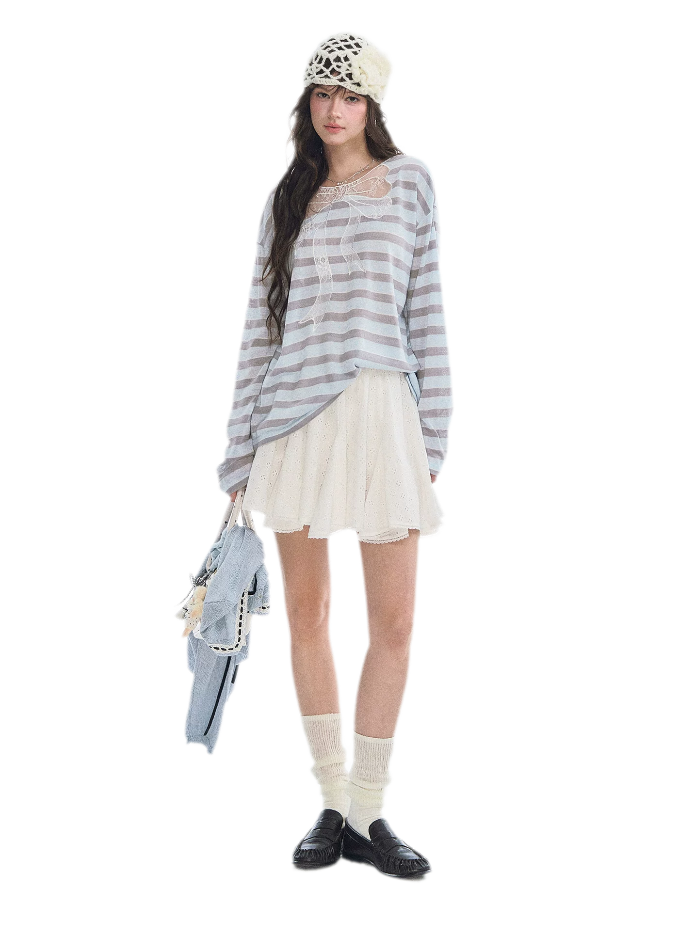 Eyelet Embroidered Lace Mini Skirt