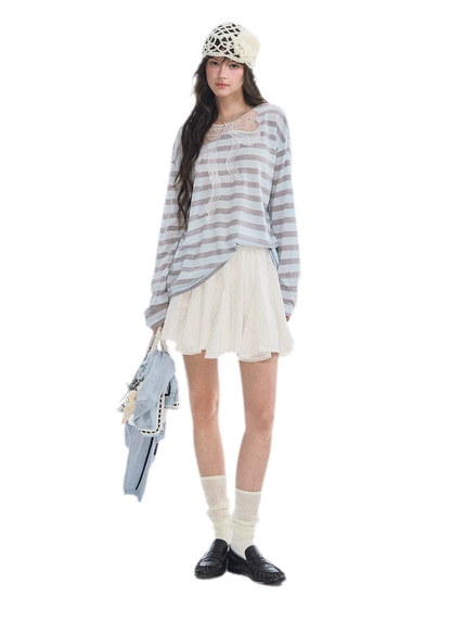 Eyelet Embroidered Lace Mini Skirt
