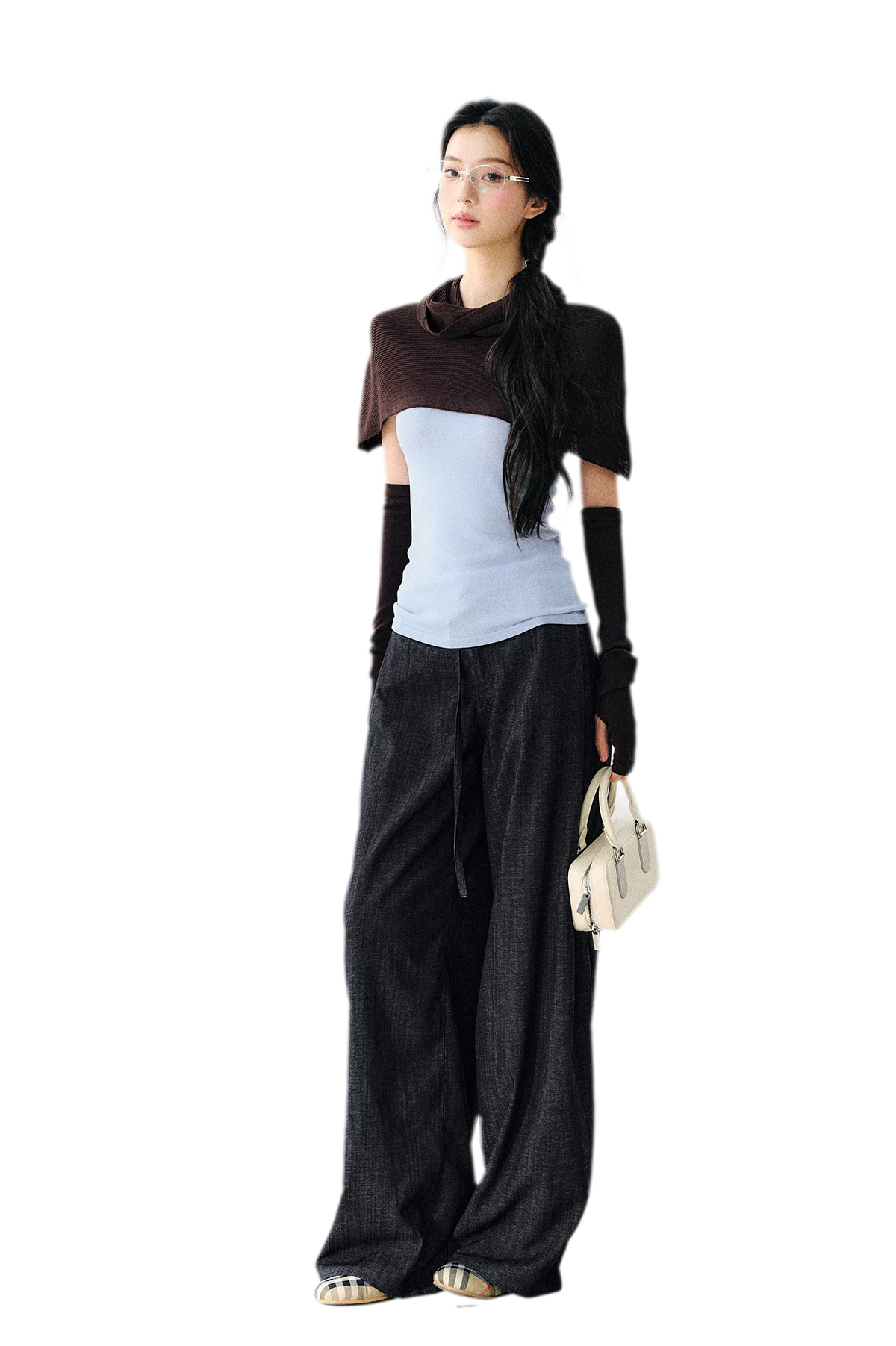 Faux Linen Wide Jeans