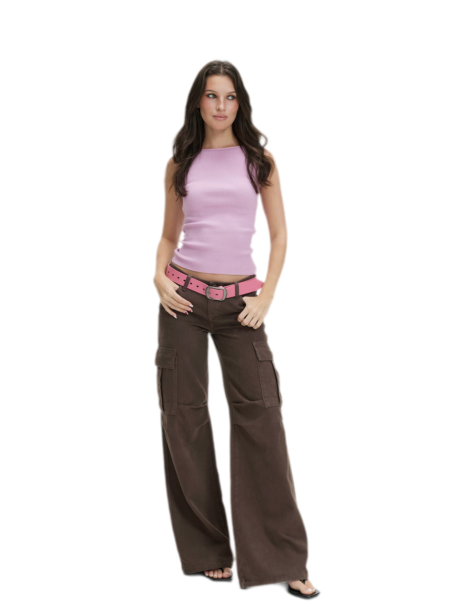 Washed Cargo Wide-Leg Pants