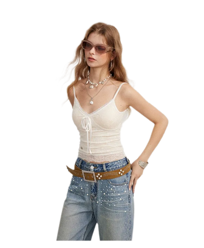 Lace Bow Jacquard Cami