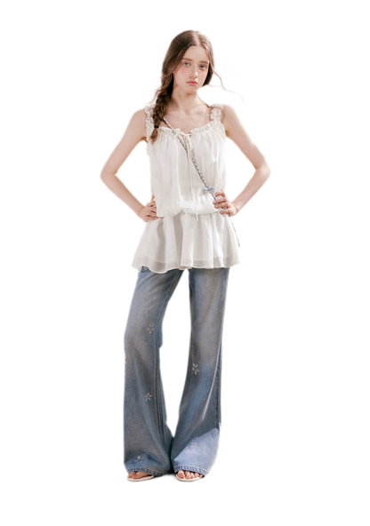 Rhinestone Micro-Flare Jeans
