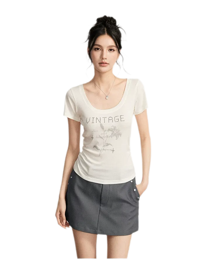 Floral U-Neck Tee