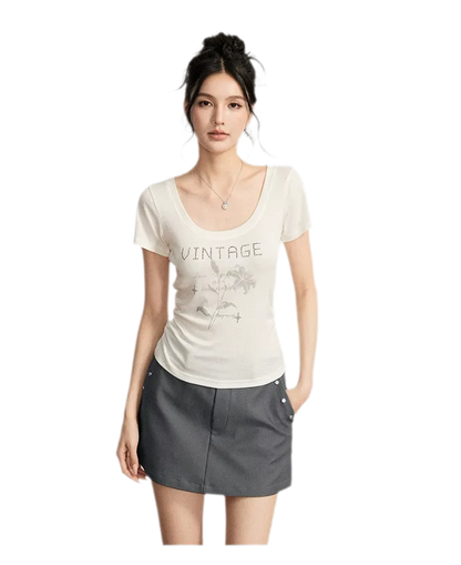 Floral U-Neck Tee