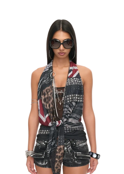Original Halter Neck Animal Print Top