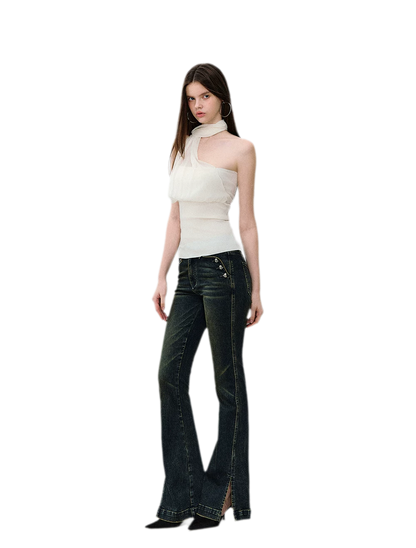 Mesh Scarf-style Tencel Knit Tube Top