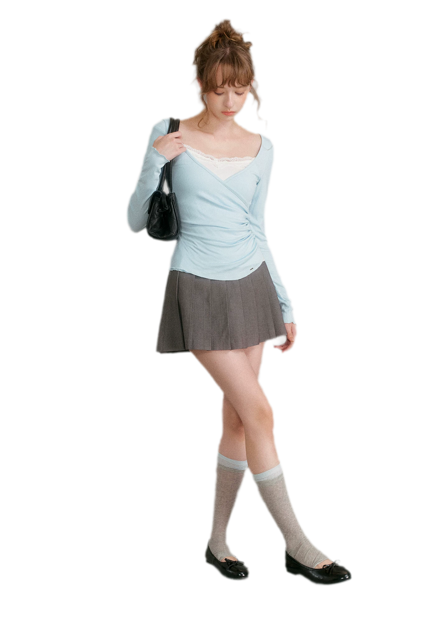 Lace Crossover Slim T-Shirt