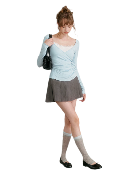 Lace Crossover Slim T-Shirt