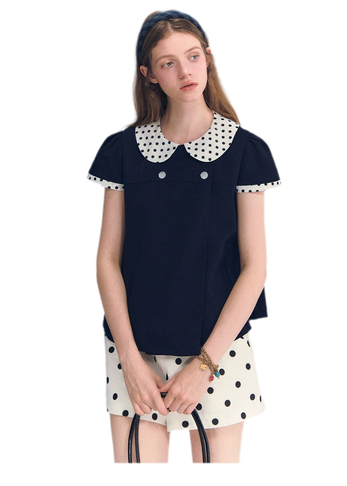 Polka Dot Doll Collar Top