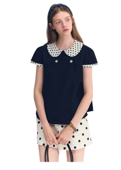 Polka Dot Doll Collar Top