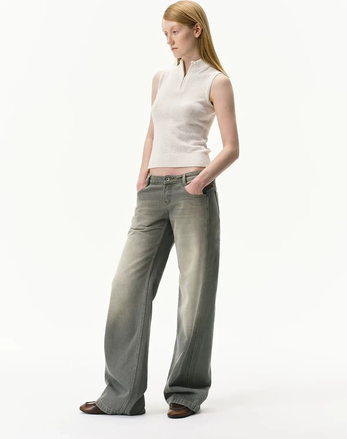 Distressed Gray Straight Jeans
