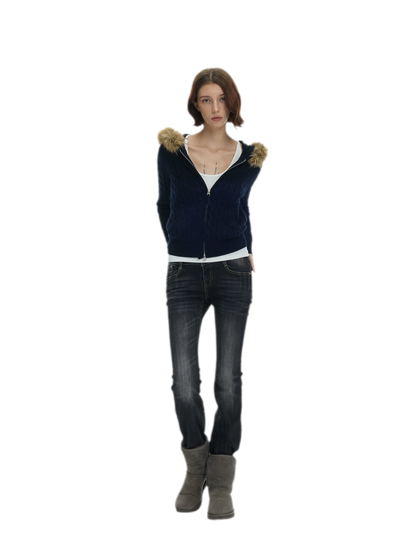 Washed Low-Rise Flare Jeans