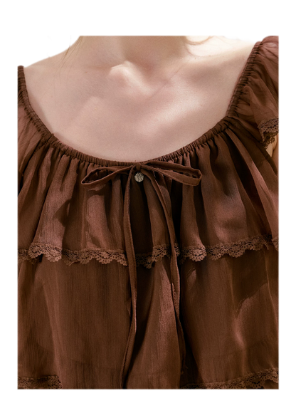 Tiered Ruffle Chiffon Blouse