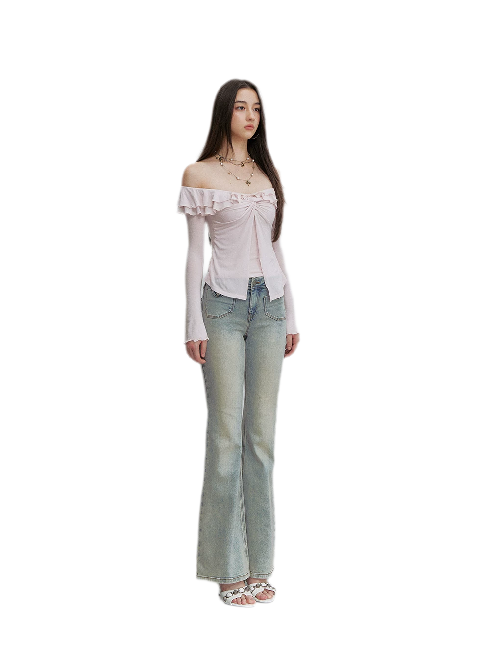 Vintage Wash Micro-Flare Jeans