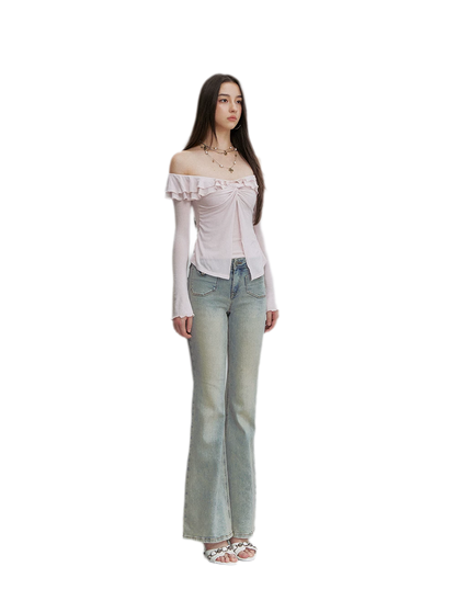 Vintage Wash Micro-Flare Jeans