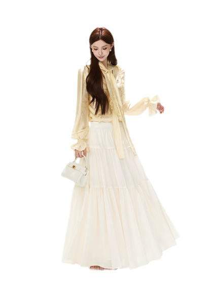 Cotton Tiered A-Line Skirt