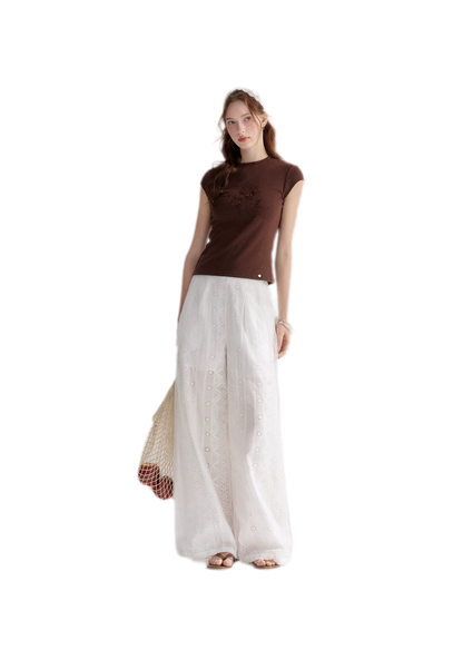 Sheer Eyelet Lantern Pants