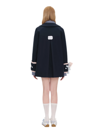 Textured Cotton Double-Breasted Trench Dress
