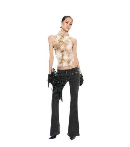 Fox Fur Mesh Halter Top