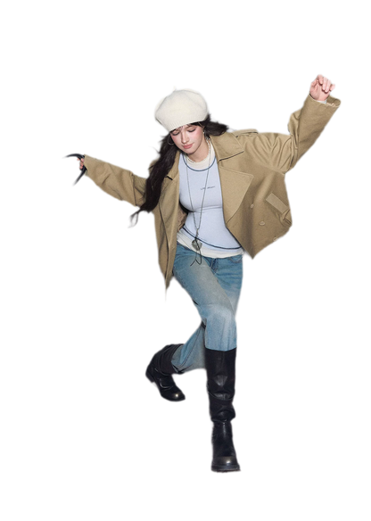 Cotton Cropped Double-Breasted Trench