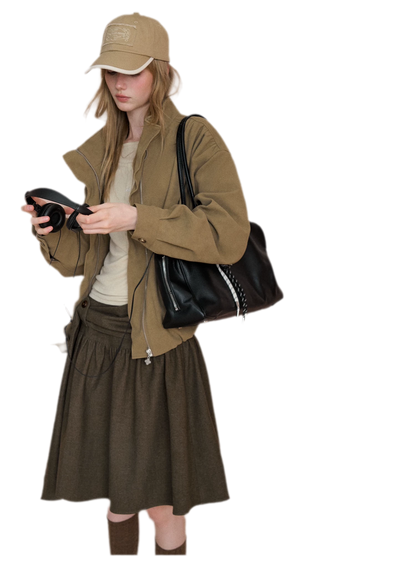 Gathered Suede Cropped Jacket
