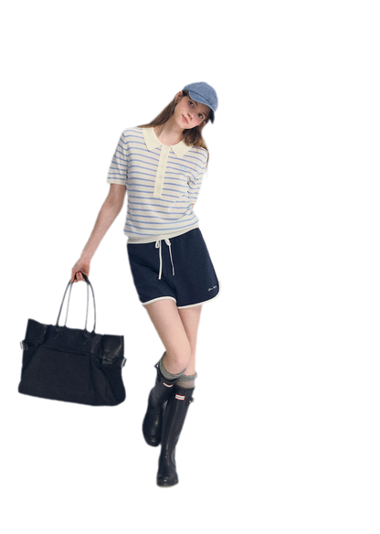 Striped Embroidered Polo