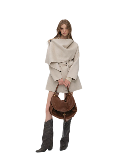 Double-Faced Wool Cape Coat
