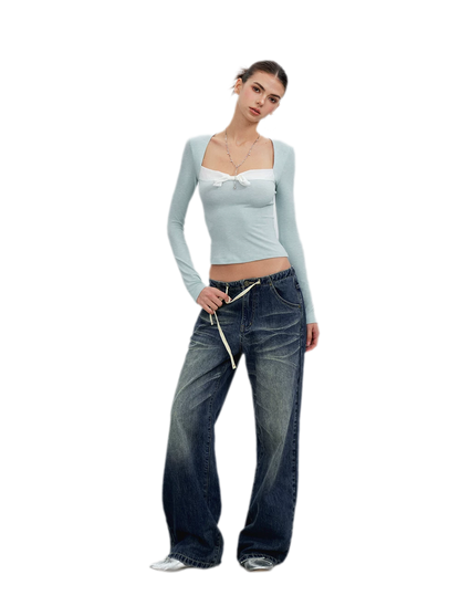 Vintage Wash Wide-Leg Jeans