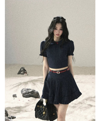 Seaside Pintuck Denim Set