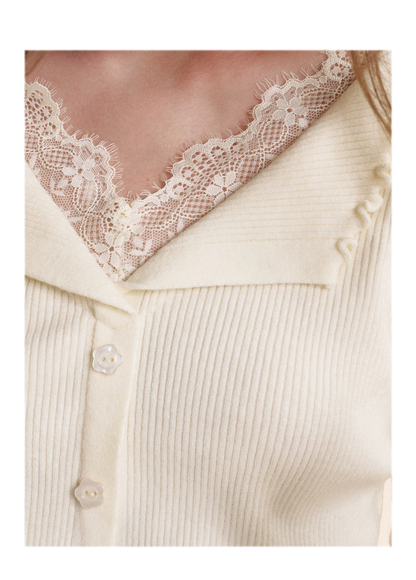 Lace Trim Knit Cardigan