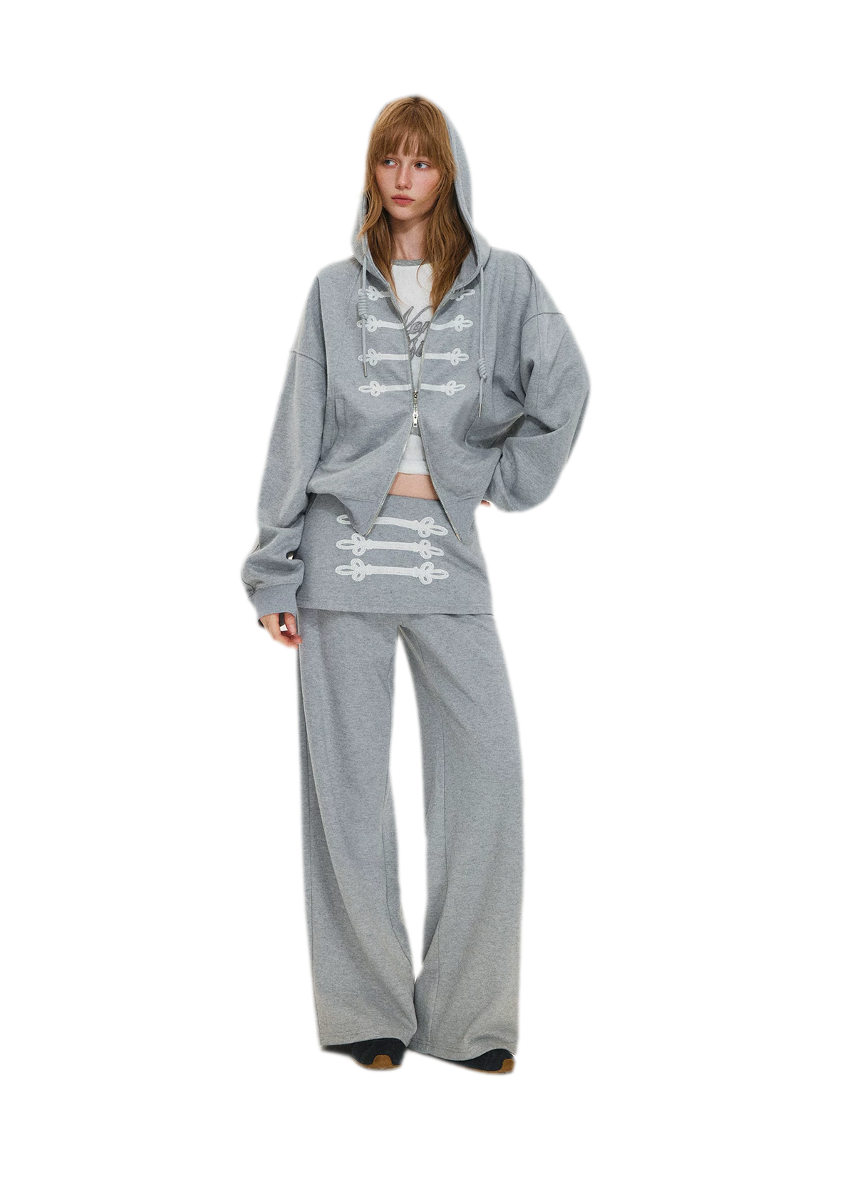 Texturierte Hoodie-Jacke mit Puff-Print