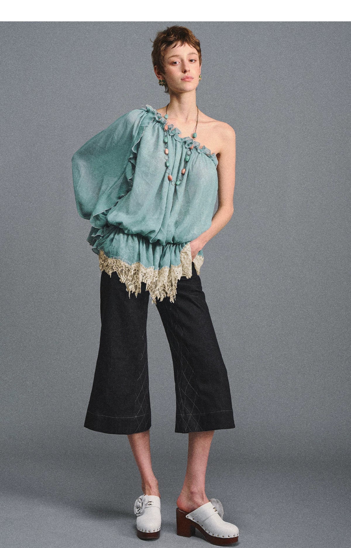 One-Shoulder Chiffon Blouse