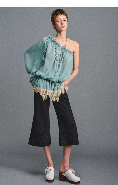 One-Shoulder Chiffon Blouse