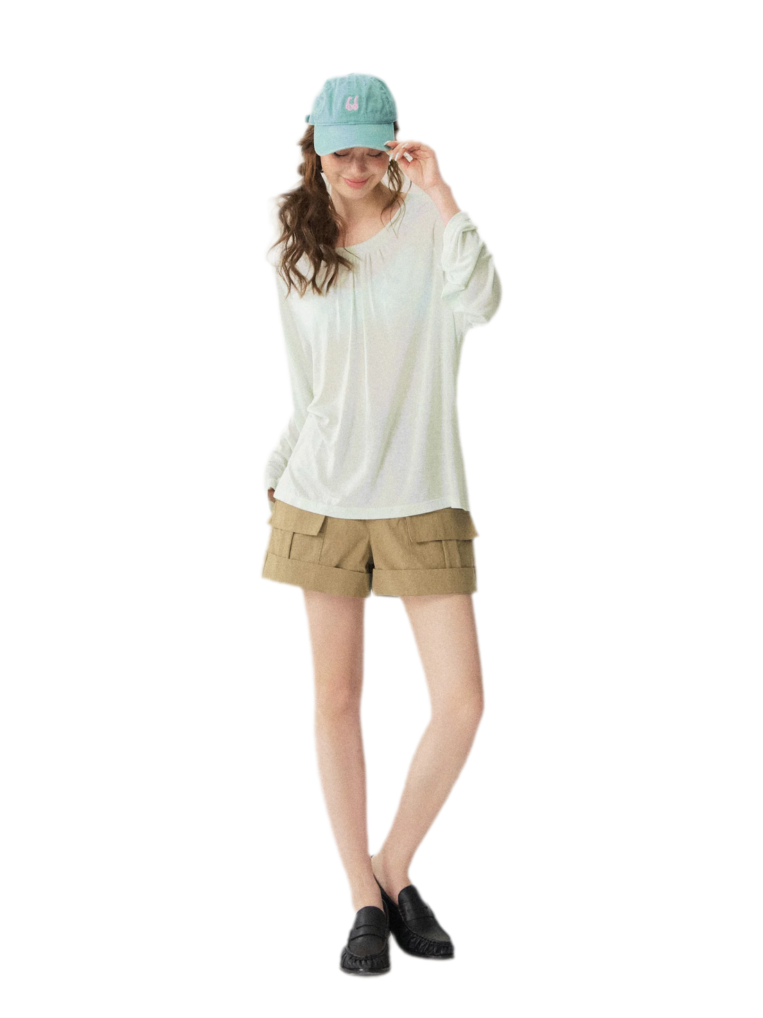 V-Neck Ruched Long Tee